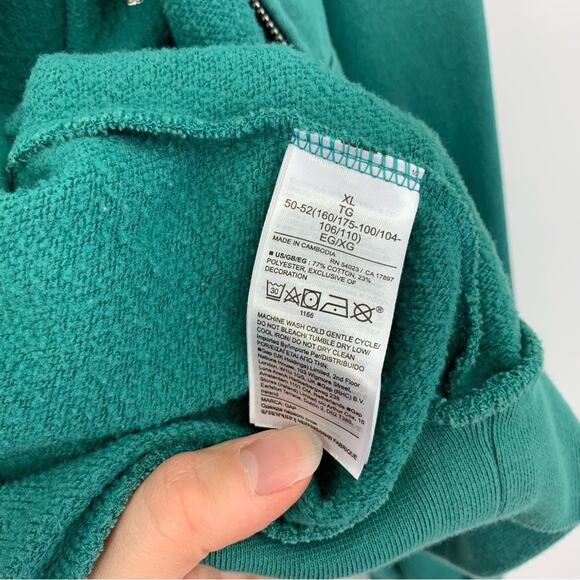 GAP Vintage Soft Cropped Full-Zip Hoodie Jade Stone Green XL (L) - Picture 7 of 10